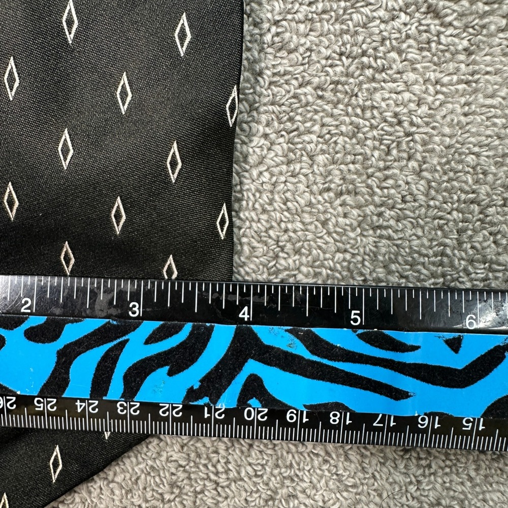 Bruno Piattelli Mens Silk Tie Black White Diamond Geometric Extra Long USA Made - Picture 2 of 6